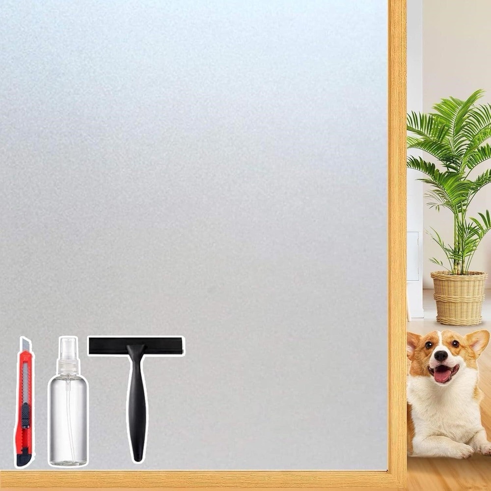 Frosted Glass Window Privacy Film for Door Static Cling Tint for Home Anti-UV